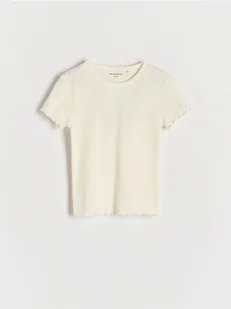 Reserved - Ażurowy t-shirt - złamana biel - Koszulki dla dziewczynek - miniaturka - grafika 1