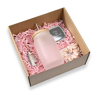 Zestaw prezentowy – Butelka szklana, Gumka do włosów, Lusterko z grawerem, Brelok z grawerem, Kartka - Zestawy upominkowe - miniaturka - grafika 1