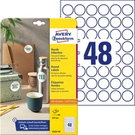 Etykiety do drukarek - Avery Zweckform Etykiety papierowe 30mm okrągłe ZWECKFORM trwałe białe 10 ark 480 etykiet /6223-10/ ZW696 - miniaturka - grafika 1