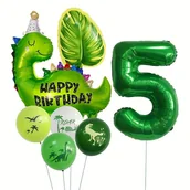 Balony i akcesoria - ��CIANKA DEKORACJE ZESTAW BALON��W NA 5 URODZINY DINOZAUR 9SZT - miniaturka - grafika 1