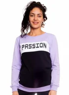 Odzież ciążowa - Be MaaMaa Maternity, bluza do karmienia Passion, liliowo-czarno-biała, rozmiar 4,5 mm, w/r. XS - miniaturka - grafika 1