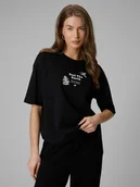 Koszulki i topy damskie - 4F T-shirt regular z nadrukiem damski - czarny S - miniaturka - grafika 1