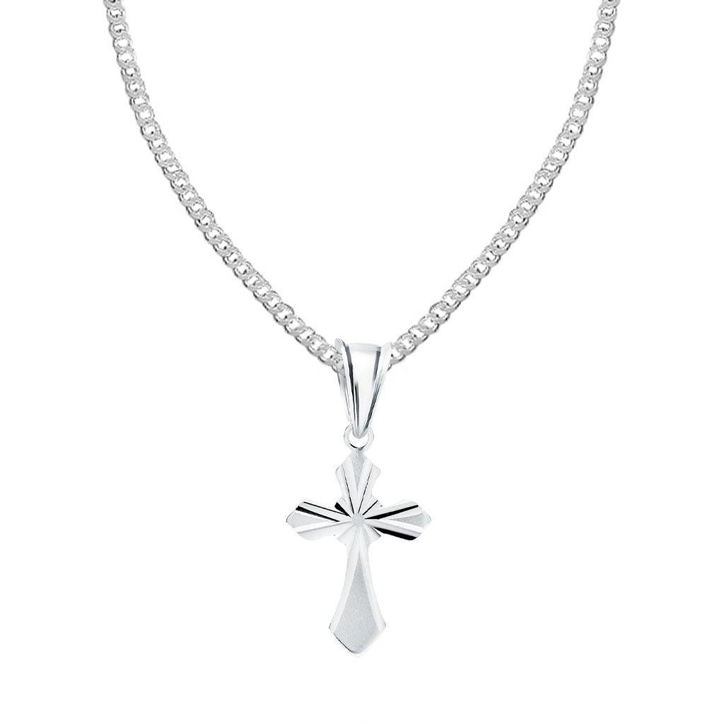 Komplet srebrny z KRZYŻYKIEM frezowany PANCERKA 92