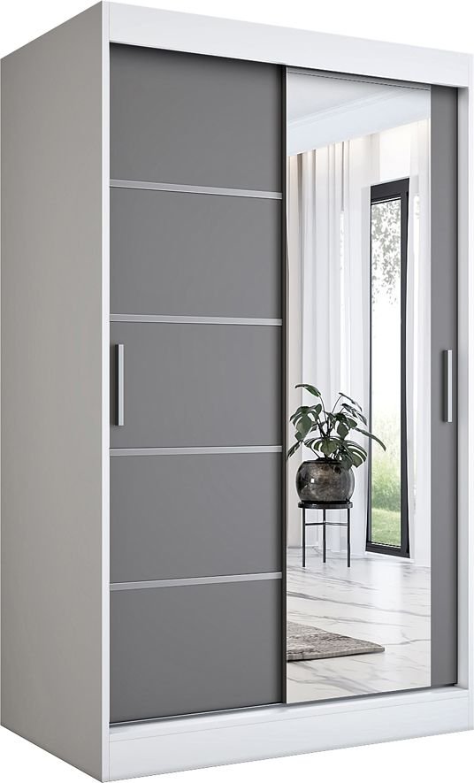 Elior Biało-antracytowa szafa przesuwna - Lorenza 3X