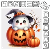 Pasmanteria - Naprasowanka Halloween Ghost Duch Miły 10 do 20cm - miniaturka - grafika 1