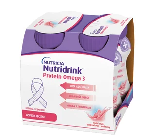 Nutridrink protein Omega-3 o smaku truskawkowo-malinowym  4 x 125 ml - Żywienie medyczne - miniaturka - grafika 1