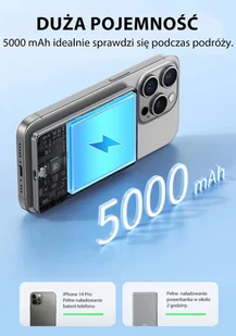 USAMS Powerbank indukcyjny 5000mAh 20W Fast Charge ciemnoszary/dark grey 10KCD22001 (US-CD220) - Powerbanki - miniaturka - grafika 16