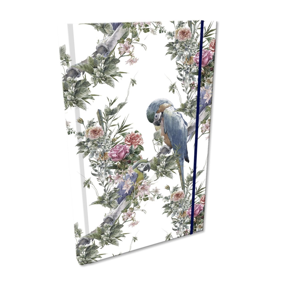 EV-Corp, Notes A5 Kratka Z Gumką Soft Touch Boho Papugi