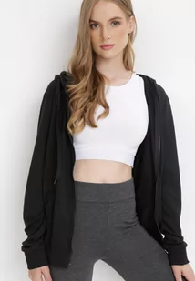 Czarna Bluza z Kapturem Zapinana na Suwak Argis - Bluzy damskie - miniaturka - grafika 1