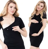 Piżamy ciążowe - Formommy Koszula Nocna Ciążowa Do Karmienia Basic Czarna XL - miniaturka - grafika 1
