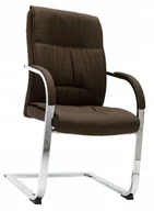 Krzesełka i taborety dla dzieci - Brązowe tapicerowane krzesło biurowe konferencyjne E0-A18 - miniaturka - grafika 1