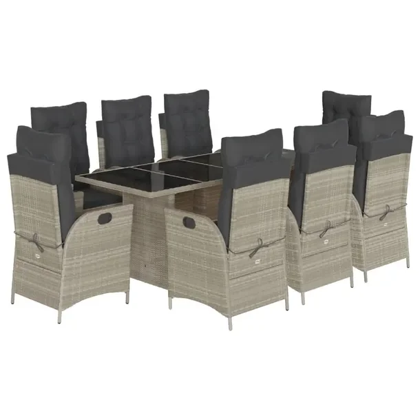 Zestaw mebli ogrodowych rattan PE - 190x80x74 cm, jasnoszary