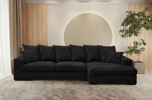 Sofa w kształcie L GABON narożnik funkcja spania tkanina Zoom czarny prawy - Narożniki - miniaturka - grafika 1