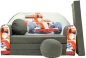 Fotele i pufy dla dzieci - Sofa dziecięca kanapa wersalka rozkładana 160cm + podnóżek i poduszka - A22 - miniaturka - grafika 1