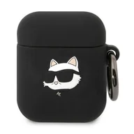 Akcesoria do słuchawek - Etui ochronne na słuchawki Karl Lagerfeld KLA2RUNCHK do Apple AirPods 1/2 cover czarny/black Silicone Choupette Head 3D - miniaturka - grafika 1