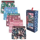 Majtki męskie - Bawełniane Bokserki męskie świąteczne 5 szt. w pudełku na prezent rozmiar L - miniaturka - grafika 1