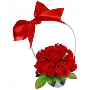 Bukiet kosz z CZERWONYMI różami mydlanymi PACHNĄCYMI prezent dla KOBIETY - Sztuczne kwiaty - miniaturka - grafika 1