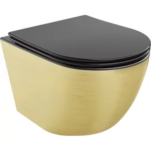 Mexen Lena Miska Wc Rimless Z Deską Wolnoopadającą, Duroplast, Czarna Mat/Złota Wzór Linie - 30224077 - Miski WC - miniaturka - grafika 1