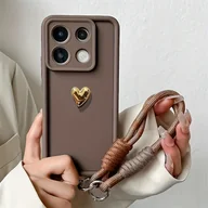 Etui i futerały do telefonów - TEMU Etui na telefon - Eleganckie etui na telefon z miękkiego 3D złotego z nylonową plecioną smyczą do Redmi Note 13, 13 Pro, 12, 12 Pro, 5G, 4G - - miniaturka - grafika 1