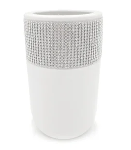 Wazon ceramiczny z kryształkami nowoczesny na kwiaty biały 18 cm - Wazony i flakony - miniaturka - grafika 1