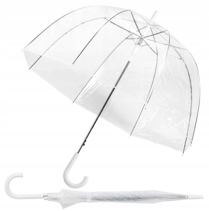 DUŻY PARASOL ŚLUBNY PRZEZROCZYSTY WESELNY PARASOLKA
