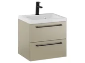 Szafki łazienkowe - Szafka Wisząca Z Umywalką RON 50 cm - Cappuccino Mat - Uchwyty Czarne Matowe - miniaturka - grafika 1