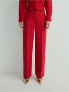 Reserved - Spodnie w kant z wiskozą - czerwony
