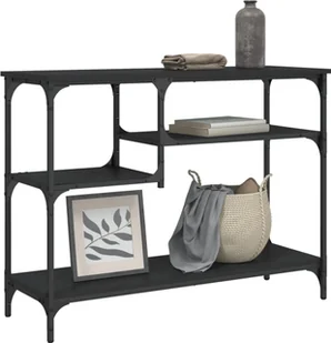 vidaXL Stolik konsolowy z półkami, czarny, 100x35x75 cm - Konsole i sekretarzyki - miniaturka - grafika 1