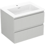 Szafki łazienkowe - Mexen Rivel szafka łazienkowa 60 cm z umywalką Otis, 2 szuflady, ryflowana , szara mat/biała mat - 91A20-06047-2-BFF62-W18M01 - miniaturka - grafika 1