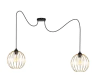 Lampy sufitowe - Żyrandol na lince MATT 2xE27/60W/230V czarny/złoty - miniaturka - grafika 1