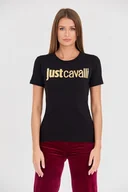 Koszulki i topy damskie - JUST CAVALLI Czarny t-shirt Logo Gold - Just Cavalli - miniaturka - grafika 1