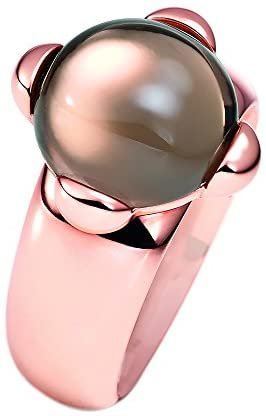 Xen Women's Ring Gold-Plated Metal with Smoky Brown Size 54 (17.2)