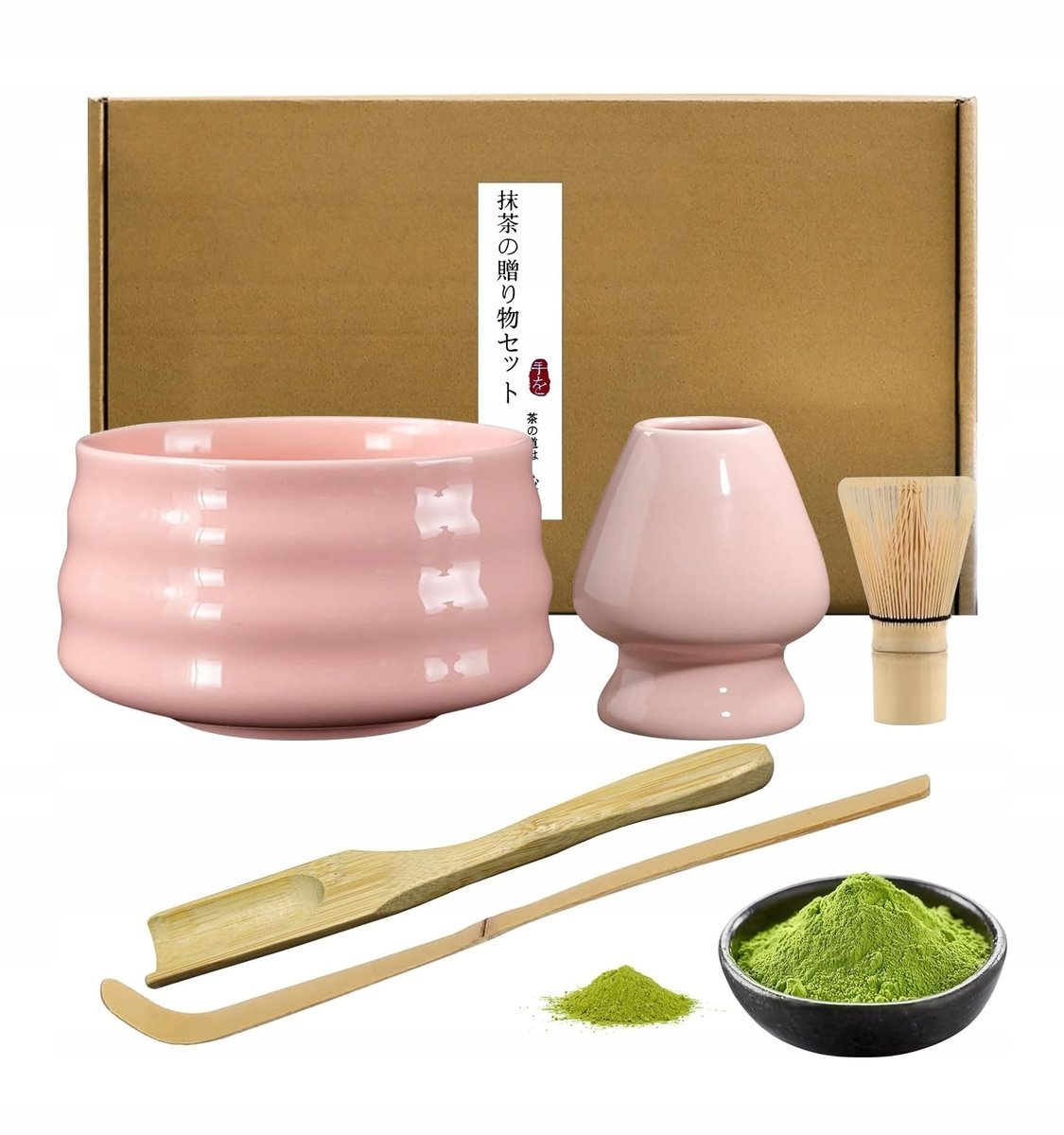 AKCESORIA DO MATCHY zestaw miska chasen mieszacz stojak łyżeczka różowe