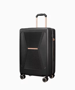 PUCCINI Średnia czarna walizka z elementami rose gold - Walizki - miniaturka - grafika 1