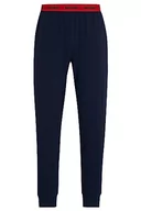 Spodenki męskie - HUGO Męskie spodnie z linkami z bawełny Stretch z logo, Niebieski, XL - miniaturka - grafika 1