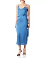 Sukienki - Vila Damska sukienka z wieloma singlami, satynowa sukienka Su-Noos, federal blue, 36 - miniaturka - grafika 1