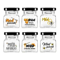 Pojemniki kuchenne - 6x SŁOIKI szklane 120 ml z nadrukiem na MIÓD PSZCZELI PREZENT WESELE - miniaturka - grafika 1
