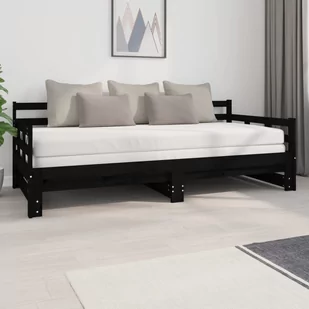Lumarko Łóżko rozsuwane, czarne, lite drewno sosnowe, 2x(90x200) cm - Łóżka Lumarko Łóżko rozsuwane, czarne, lite drewno sosnowe, 2x(90x200) cm - Łóżka - miniaturka - grafika 1