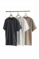 Koszulki męskie - TRENDYOL 3-PAK MĘSKI BAWEŁNIANY T SHIRT GŁADKI Z OKRĄGŁYM DEKOLTEM 2XL 5AA - miniaturka - grafika 1