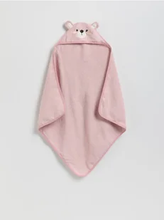 Reserved - Bawełniany ręcznik z kapturem - brudny róż - Buciki dla niemowląt - miniaturka - grafika 1