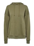 Bluzy damskie - PIECES Damska bluza z kapturem PCCHILLI LS Oversized NOOS BC Bluza z kapturem, Deep Lichen Green, S - miniaturka - grafika 1