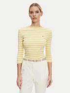 Bluzki damskie - Tommy Hilfiger Bluzka New Cody WW0WW40589 Żółty Slim Fit - miniaturka - grafika 1