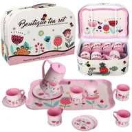 Zabawki interaktywne dla dzieci - Zestaw Do Herbaty Kwiaty Tacka Dzbanek Talerzyki Zestaw Kuchenny W Walizce - miniaturka - grafika 1