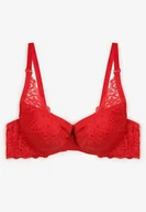 Biustonosze - Czerwony Biustonosz Koronkowy z Efektem Push Up Grateria - miniaturka - grafika 1