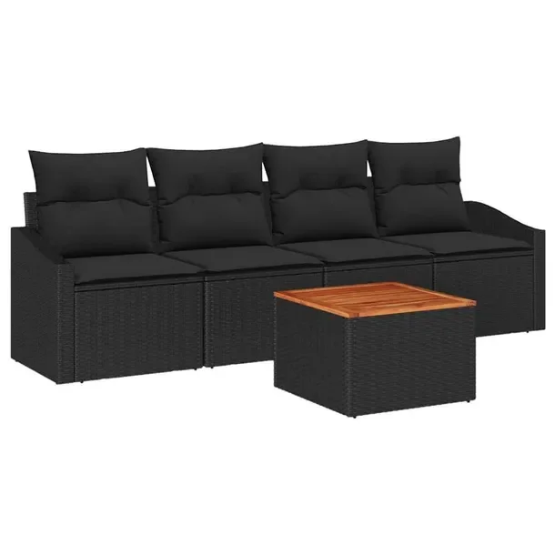 Zestaw Sof Ogrodowych z Schowkiem, Czarny, Rattan