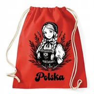 Plecaki worki - WOREK PLECAK CZERWONY Folk Folklore Polska Kultura Wzory Ludowe - miniaturka - grafika 1