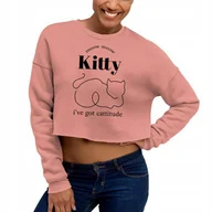 Zestawy upominkowe - KOSZULKA DAMSKA Różowy Cropped Top I'VE GOT CATTITUDE Różne Wz Rozmiar XXS - miniaturka - grafika 1