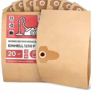 20x Worek do Odkurzacza Einhell 1250 F Papierowy 2-Warstwy Torba Worki 2A - Worki do odkurzaczy - miniaturka - grafika 1