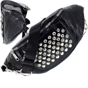 DAMSKA SASZETKA NERKA TOREBKA CROSSBODY BAG NA RAMIĘ CZARNA ĆWIEKI - Nerki DAMSKA SASZETKA NERKA TOREBKA CROSSBODY BAG NA RAMIĘ CZARNA ĆWIEKI - Nerki - miniaturka - grafika 1