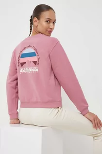 Bluzy damskie - Napapijri bluza damska kolor różowy z nadrukiem - grafika 1